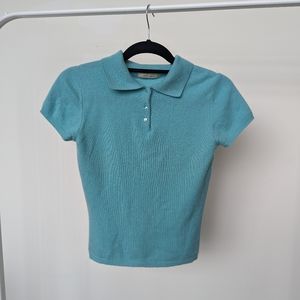 Lord and Taylor 100% cashmere blue short sleeve top